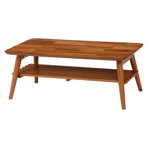 ローテーブル　折れ脚テーブル　棚付　アカシア　幅90cm （ 送料無料 完成品 天然木 センターテーブル ちゃぶ台 机 テーブル 座卓 table 