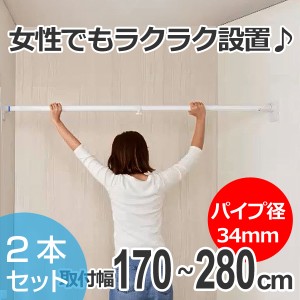 突っ張り棒　取付幅：170〜280cm　L　簡単設置　極太ポール　2本セット （ 送料無料 つっぱり棒 突っ張り つっぱり 棒 突っ張りポール つ