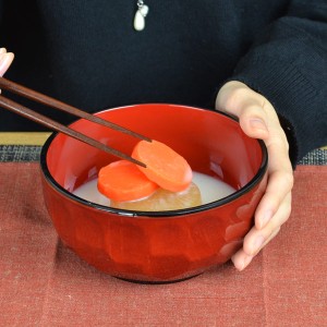 どんぶり プラスチック 食器 亀甲 溜 黒塗分 クリーンコート加工 食洗機対応  （ 和食器 丼 丼椀 お碗 木製風 お正月食器 電子レンジ対応