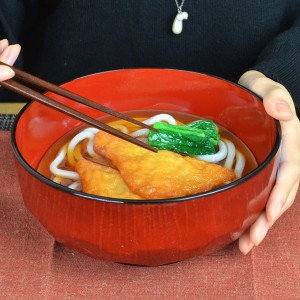 麺丼 プラスチック 食器 亀甲 溜 黒塗分 クリーンコート加工 食洗機対応  （ 和食器 麺どんぶり お碗 丼 木製風 お正月食器 電子レンジ対