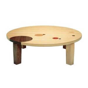 座卓　折れ脚　ローテーブル　木製　アース丸　直径75cm （ 送料無料 折りたたみ ナラ 象嵌入り 突板仕上げ 日本製 和風 円卓 ちゃぶ台 