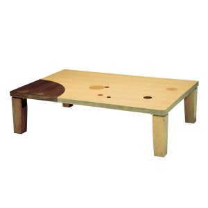 座卓　折れ脚　ローテーブル　木製　アース角　幅120cm （ 送料無料 折りたたみ ナラ 象嵌入り 突板仕上げ 日本製 和風 ちゃぶ台 円 ドッ