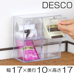 小物入れ　引き出し　ミニ　プラスチック　クリア　卓上　透明　収納　2段×2列　デスコシリーズ （ 小物収納 小物ケース コレクションケ