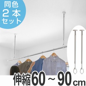 部屋物干し 吊下げ型室内物干 長さ60cm〜90cm 4段階伸縮 2本セット （ 送料無料 室内干し 吊り下げ 天井 室内物干 室内 物干し 洗濯 洗濯