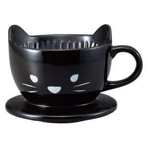 ドリッパー コーヒー ねこ 一人用 おもしろ食器 陶器 （ コーヒードリッパー 食洗機対応 電子レンジ対応 ドリップ ネコ 猫 黒猫 黒ねこ 