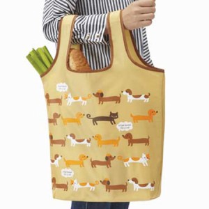 エコバッグ　ショッピングバッグ　イヌとネコ　折りたたみ　コンパクト （ トートバッグ 買い物バッグ 買い物袋 レジバッグ　コンビニバ