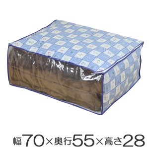 布団収納袋　毛布・タオルケット収納ケース　幅70×奥行55×高さ28cm　ビオラ　透明窓付き　花柄 （ 収納袋 収納 ふとん収納袋 布団収納