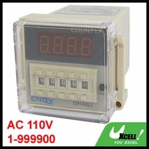 uxcell デジタルカウンターリレー 8ピン DH48J AC 110V 50/60Hz 1-999900