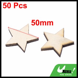 uxcell 人気木材チップ DIY用木材 自然木材 星型 スター型 家具 ベージュ 50 x 50mm 50個入り