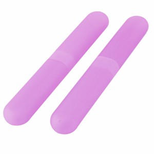 uxcell　ホームトラベル歯ブラシ歯磨き粉収納　プラスチック　ホルダーコンテナケース　2個　紫