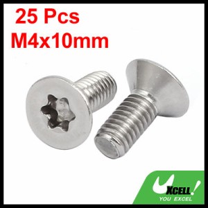 uxcell フラットヘッドトルクスネジ M4x10mm 316ステンレススチール フルスレッド フラットヘッド トルクスネジ ファスナー 25個入り