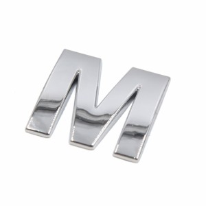 uxcell カーステッカー 銀色調 金属製 M 文字の形状 アルファベット ステッカー エンブレム バッジ デカール 自動車用
