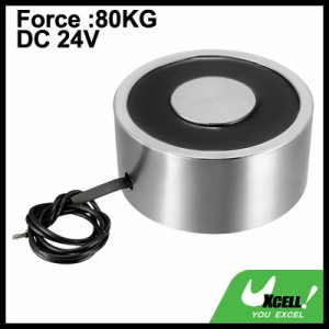 uxcell 保持電磁石 65mm x 30mm DC24V 80KG 平面 吸盤ソレノイド 2本ワイヤー 1個入り