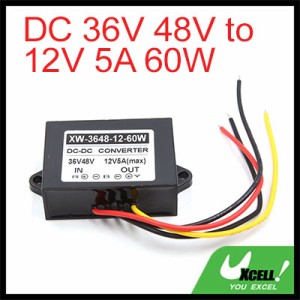 uxcell カー電源トランス トランスコンバータインバータ DC 36V 48Vへ12V 5A 60W