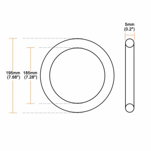 uxcell Oリング ニトリルゴム 185mmの内径 195mmの外径 5mm幅 円形 シールガスケット 1個入り