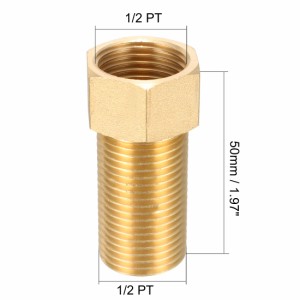 uxcell ねじ継手 ねじパイプ継手 六角ブッシュアダプター ゴールドトーン ブラス 1/2PTオスx1/2PTメス 1/2 PT オス x 1/2 PT メス、 1個