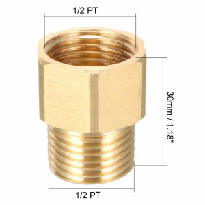 uxcell ねじ継手 ねじパイプ継手 六角ブッシュアダプター ゴールドトーン ブラス 1/2PTオスx1/2PTメス 1/2 PT オス x 1/2 PT メス、 1個