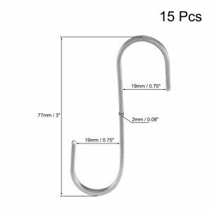 uxcell Sフック S字フックハンガー キッチン バスルーム ベッドルーム 収納 ルーム オフィス 屋外用 メタル 多用途 ステンレス鋼 77mm 15