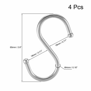 uxcell Sフック S字フックハンガー キッチン バスルーム ベッドルーム 収納 ルーム オフィス 屋外用 メタル 多用途 ステンレス鋼 65mm 4