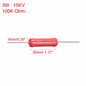 uxcell ガラスグレーズフィルム抵抗器 メタル製 レッド 3W定格電力 100k Ohm抵抗値 2個入り