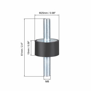 uxcell ゴム製振動マウント ゴム製 ブラック エアコンプレッサーボビンアイソレータダンパー D25 x H15 M8 x23.0mmスタッド