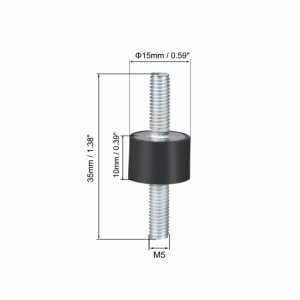 uxcell ゴム製振動マウント ゴム製 エアコンプレッサーボビンアイソレータダンパー D15 x H10 M5 x15mmスタッド 溶接機器用 4個入り