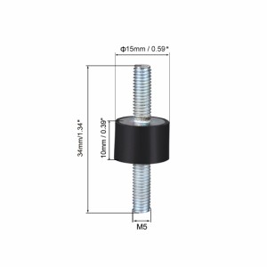 uxcell ゴム製振動マウント ゴム製 ブラック エアコンプレッサー アイソレータダンパー D15 x H10 M5 x15mmスタッド 8個入り