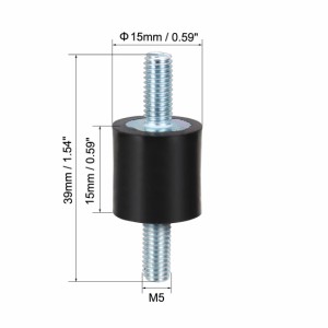 uxcell ゴム製振動マウント ゴム製 ブラック エアコンプレッサーアイソレータダンパー D15 x H15 M5 x10mmスタッド 4個入り