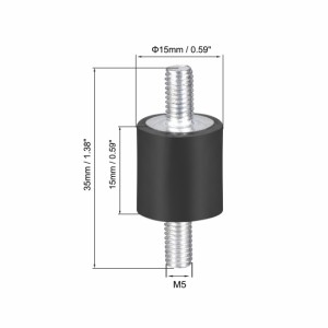 uxcell ゴム製振動マウント ゴム製 ブラック エアコンプレッサーアイソレータダンパー D15 x H15 M5 x10mmスタッド 2個入り