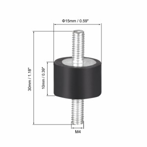 uxcell ゴム製振動マウント ゴム製 ブラック エアコンプレッサーボビンアイソレータダンパー D15 x H10 M5 x15mmスタッド 2個入り