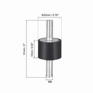 uxcell ゴム製振動マウント ゴム製 ブラック エアコンプレッサーボビンアイソレータダンパー D20 x H15 M6 x 18mmスタッド