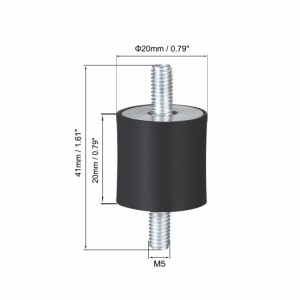 uxcell ゴム製振動マウント ゴム製 ブラック エアコンプレッサーボビンアイソレータダンパー D20 x H20 M5 x11mmスタッド 2個入り