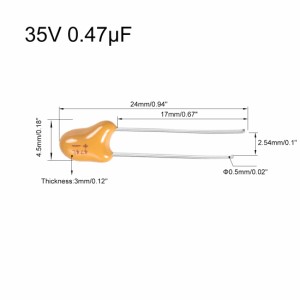 uxcell タンタルコンデンサ 0.47Fタンタルコンデンサ 35V 2ピン ラジアルディップタンタルコンデンサ 浸漬SMD SMTパッチ電解極性 20個入