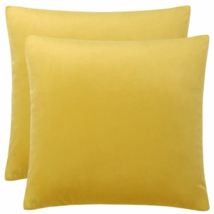 uxcell　ベルベット枕カバー　45cmx45cm　装飾　スロークッションカバー　ユーロスクエア枕　ソファソファベッドチェア用　黄　2個