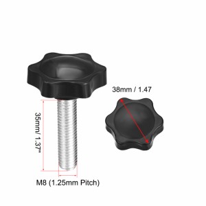 uxcell クランプねじノブ ノブグリップ クランプグリップ M8 x 35mm プラスチック メタル 2個入り