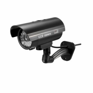 uxcell　防犯カメラ　ダミーCCTVカメラ　LEDライト付き　家庭　安全　監視　盗難　警告　ブラック