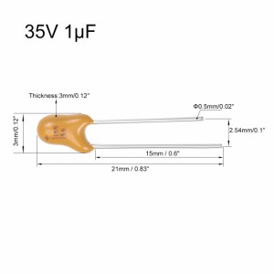 uxcell タンタルコンデンサ 1uFタンタルコンデンサ 35V 2ピンラジアルディップタンタルビーズコンデンサ 浸漬SMD SMTパッチ電解極性 5個