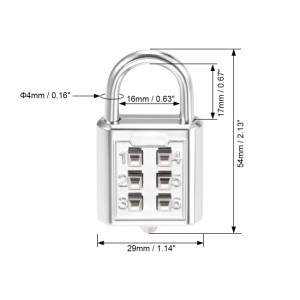 uxcell コンビネーション南京錠 プッシュボタン ロッカーキャビネットロック シルバー 6桁、2個