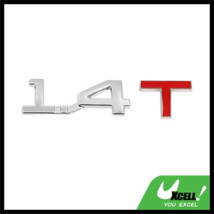 uxcell 自動車ステッカー ユニバーサル 3D メタル 1.4T字型 車の装飾エンブレム バッジ デカール ステッカー