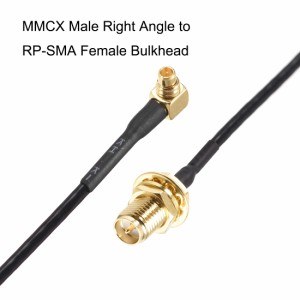 uxcell MMCX オス直角-RP-SMAメスバルクヘッド ピグテールアンテナ 同軸 RF1.37 ケーブル RF 同軸コネクタ?508mm