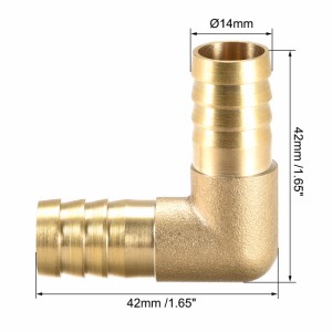 uxcell バーブ真鍮ホース継手?14mm?90度?エルボパイプコネクタ?カプラーチューブアダプター