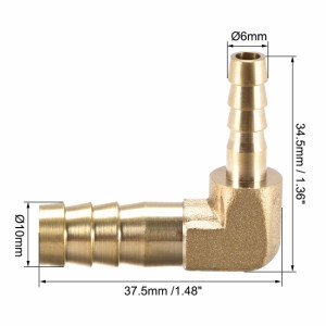 uxcell バーブ真鍮ホース継手 12mm-6mm?90度エルボパイプコネクタ?カプラーチューブアダプター?4個