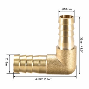 uxcell バーブ真鍮ホース継手 12mm-10mm?90度エルボパイプコネクタ?カプラーチューブアダプター?2個