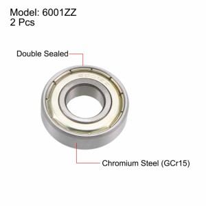 uxcell 6001ZZ深溝玉軸受 Z2 12mm x 28mm x 8mm 二重シールド クロム鋼??2個