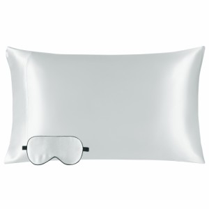 uxcell　シルク枕カバーギフトセット　100％シルク　封筒付き　ギフトボックス　シルクアイマスク　グレー　50x65cm