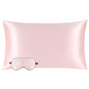 uxcell　シルク枕カバーギフトセット　100％シルク　封筒付き　ギフトボックス　シルクアイマスク　ピンク　50x90cm