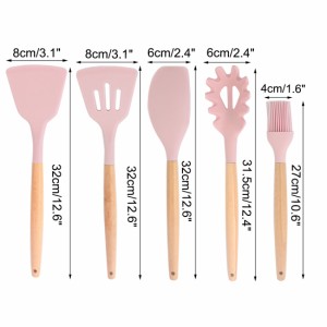 uxcell シリコンスパチュラセット キッチンターナー ノンスティックヘラ 耐熱性 ノンスクラッチ 調理 ベーキング 削り取り用 ピンク 5個