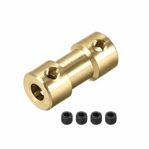 uxcell　銅シャフトカプラーコネクタ　4mm　へ4mm　ボアリジッドカップリング　長さ20mm　直径9mm　真鍮トーン　2個入り