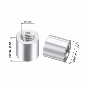 uxcell 三脚ナット アルミニウム合金手ねじナット カメラ三脚 パスホールナット 1/4-20 x 10 mm x 10 mm シルバー 4個入り