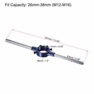 uxcell ダイストックハンドルレンチセット ラウンドダイ ねじ加工工具 調整可能 ボルトねじ修理用 7/16-14 UNC ねじダイ 38mm 1-12mmダイ